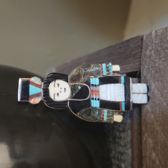 Stunning Native American Zuni Vintage Madeline Beyuka Gemstone Pin/Pendant 💙♥️ - Picture 9 of 11